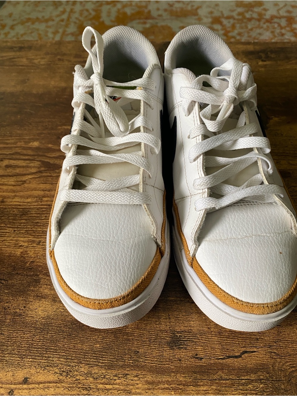 Women’s Nike Court Legacy Sneakers – White/Black/Mustard – Size 9.5 - Picture 2 of 9